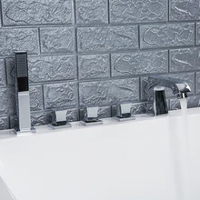 Хромированный серебристый 2-way латунный водопад кран для ванной с ручной душевой ванной горячей и холодной водой смеситель для душа на бортике