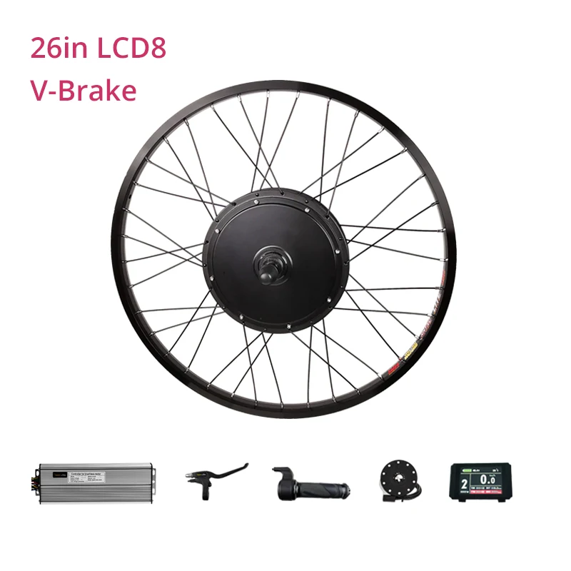 LCD8 26inch V-Brake Pasion eBike электрическое преобразование велосипедов Комплект 1500W V-Brake E заднее колесо для велосипеда комплект 26 дюймовый электровелосипед комплект 1500W 48V Мотор колеса - Цвет: LCD8 26inch V-Brake