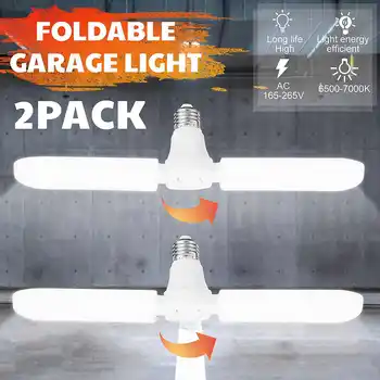 

2PCS LED Garage Light Bulb E27 Foldable Fan Blade Bulbs 30W Cold White LED Pendant Lights AC220 Ceiling Lamps for Living Room