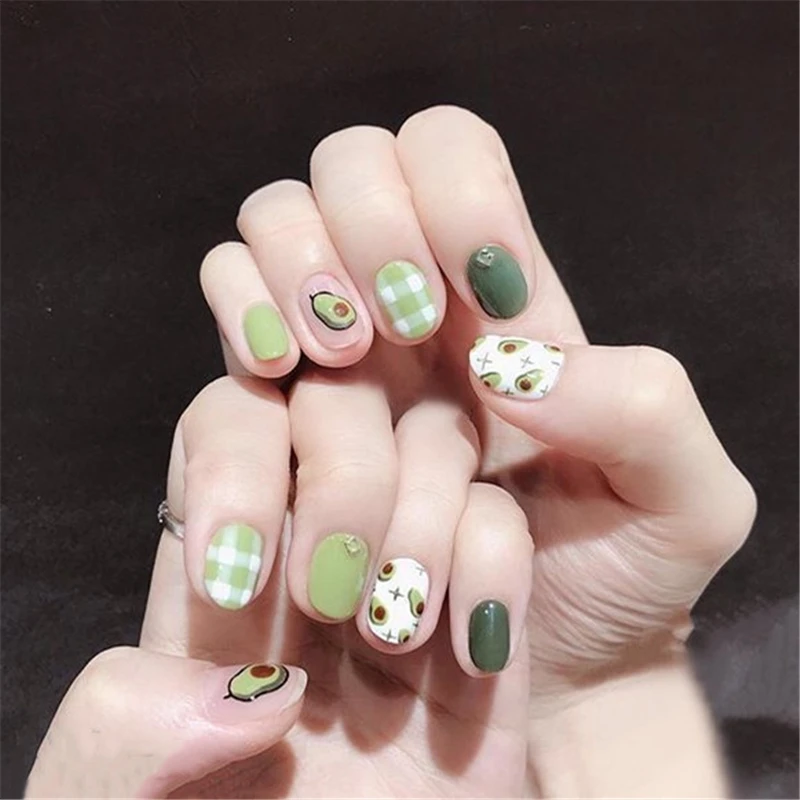 Nusx 1 Sheet Cactus Avocado Flower Fruit Paper Nail Sticker DIY Applique Manicure Sticker Decor Pattern 2