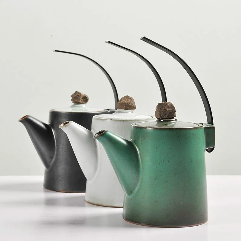 

Black crockery ceramic teapot kettle Japanese tea pot ceramic tea sets living room creative tea room manual kiln teapot CL190819