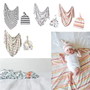 

Newborn Baby Cotton Swaddle Wrap Blanket Sleeping Bag Swaddling Headband Sets F3ME