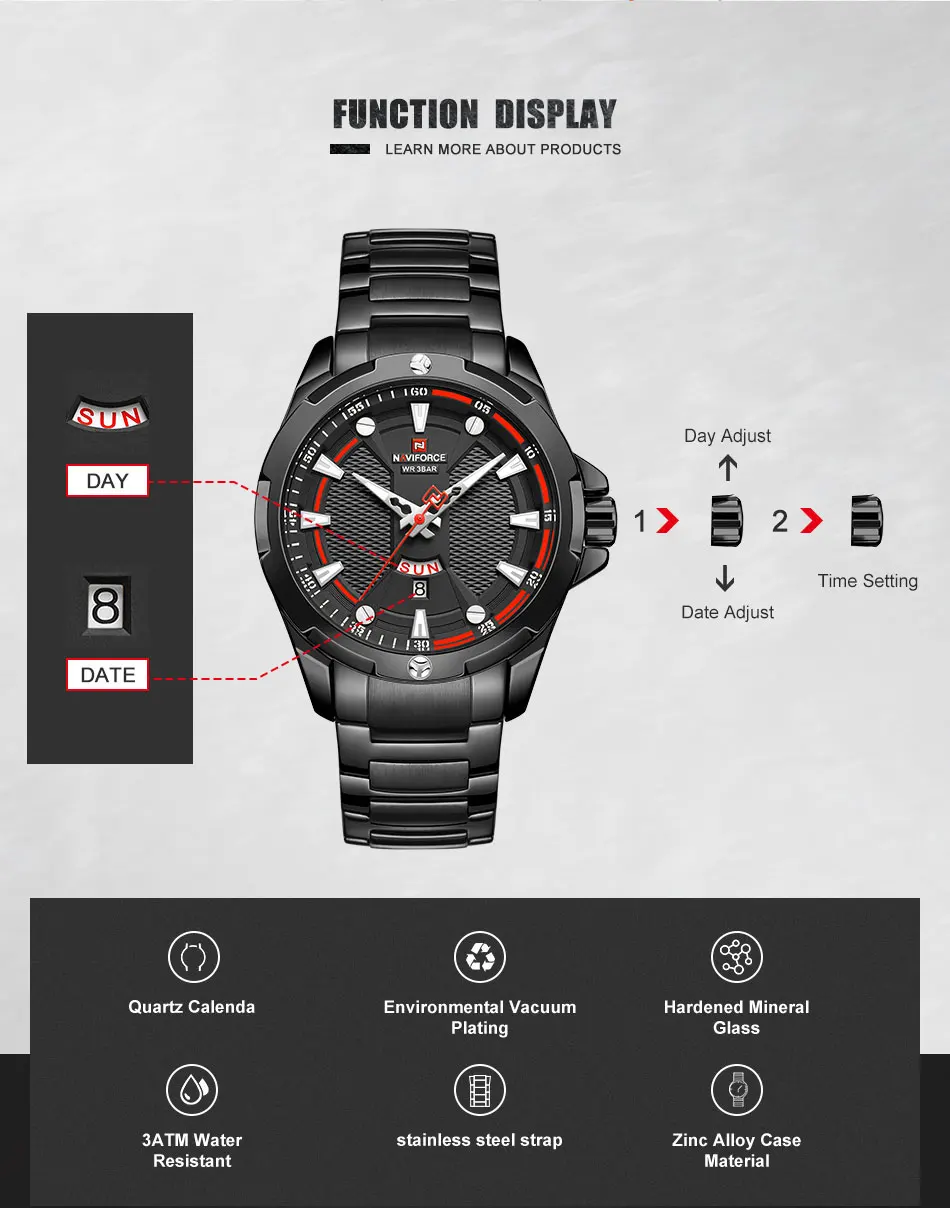 Мужские часы naviforce Лидирующий бренд водонепроницаемые кварцевые наручные часы мужские спортивные мужские часы из нержавеющей стали Дата Relogio Masculino