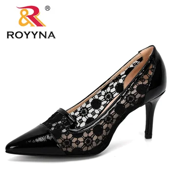 

ROYYNA 2020 New Designers Mesh Breathable Pumps Women Pointed Toe High Heels Fashion Female Dress Shoes Elegant Footwear Trendy
