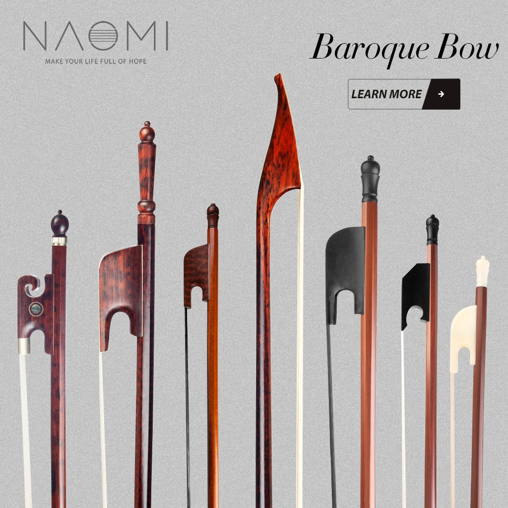 NAOMI Vintage Baroque Style Bow Brazilwood/ Snakewood/ Carbon Fiber Bow White/ Black Horsehair Fast Response 4/4 Violin Use naomi carbon fber bow for violin 4 4 fiddle bow round stick w ebony frog violin accessories fast response durable use