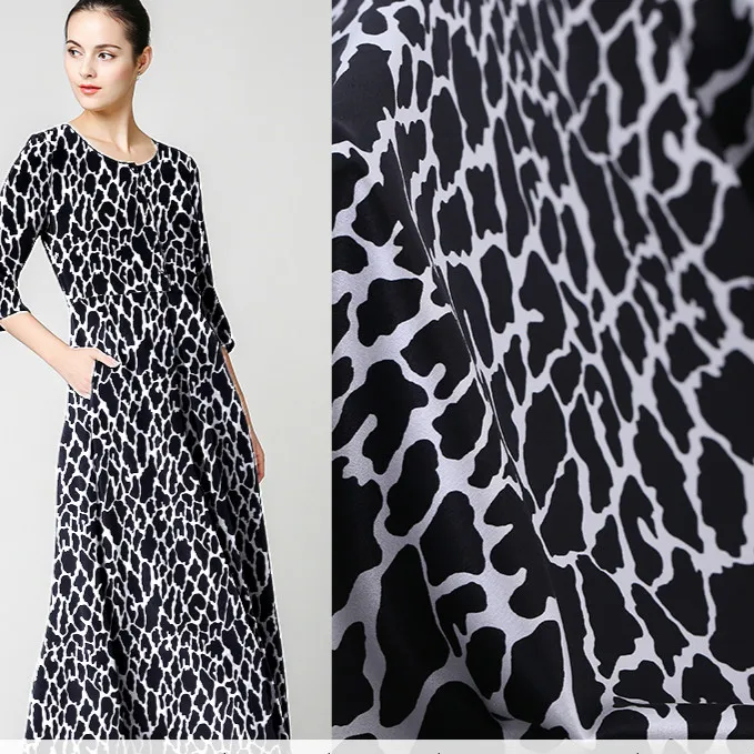 

108cm leopard print silk fabric meter 19 mm silk stretch satin fabric satin shirt dress printed fabric wholesale silk cloth