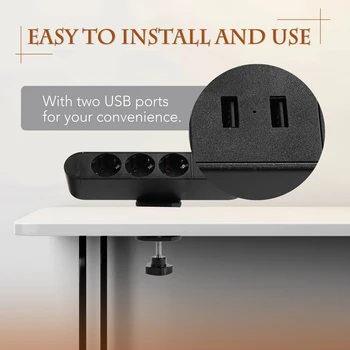 

Hot Multifunctional USB Desktop Socket Table Clip Clamp Free Hole Tabletop Office Workstation Sockets