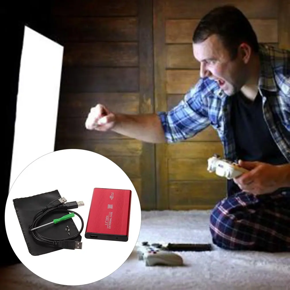 1 pcs USB 2.0 2.5 Inch Shockproof USB 2.0 Aluminum External Storage SATA Hard Drive HDD Enclosure Box Case