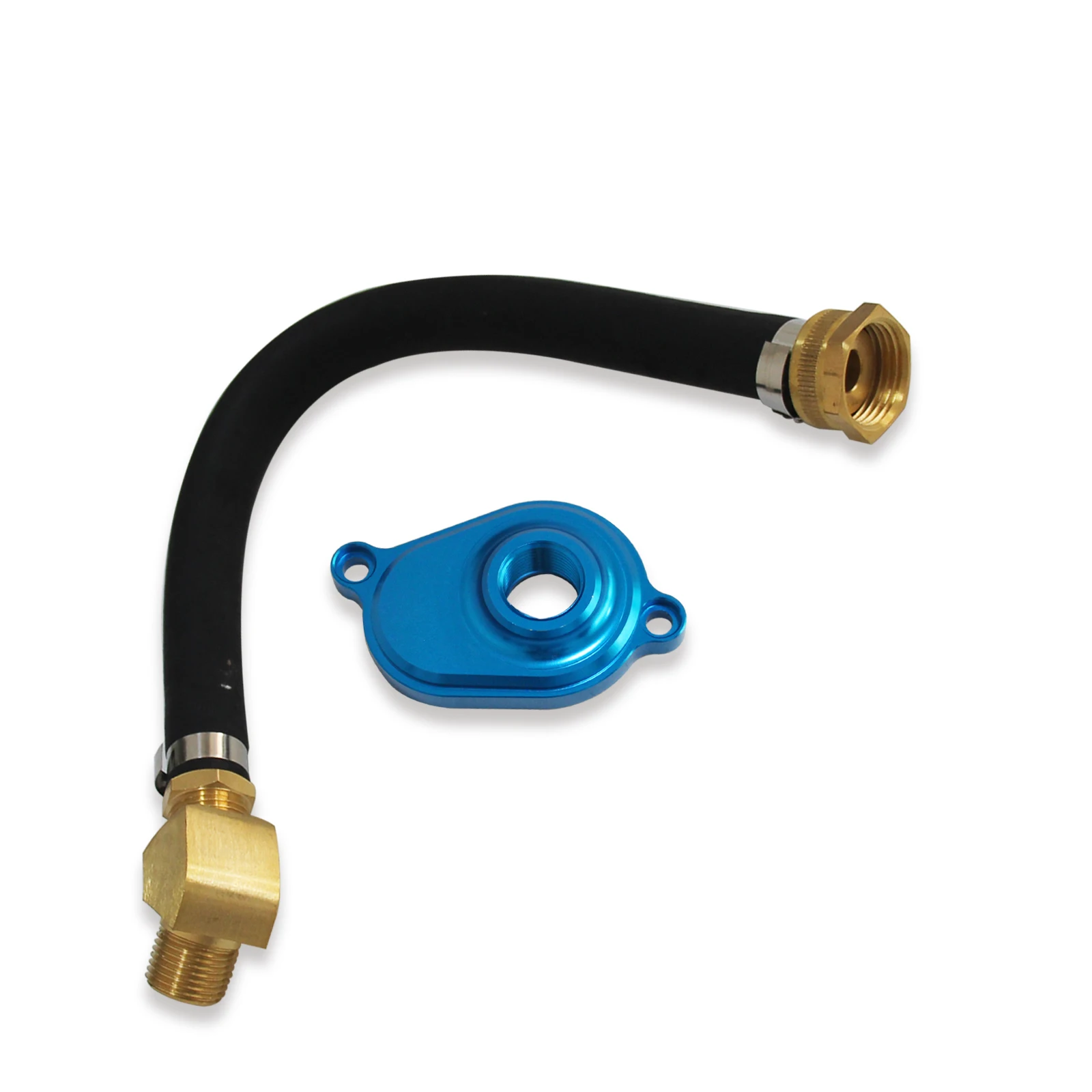 6.0L Powerstroke Oil Cooler Flush Kit with Blue Aluminum Flush Adapter Replacement for Ford 2003