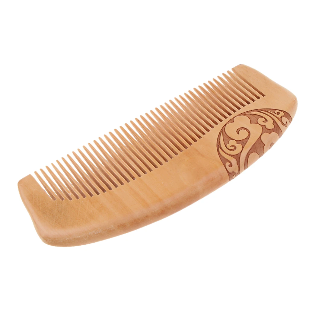 Classic Wood Wide Tooth Anti-static Mahogany Comb Head Massage Wooden Brush