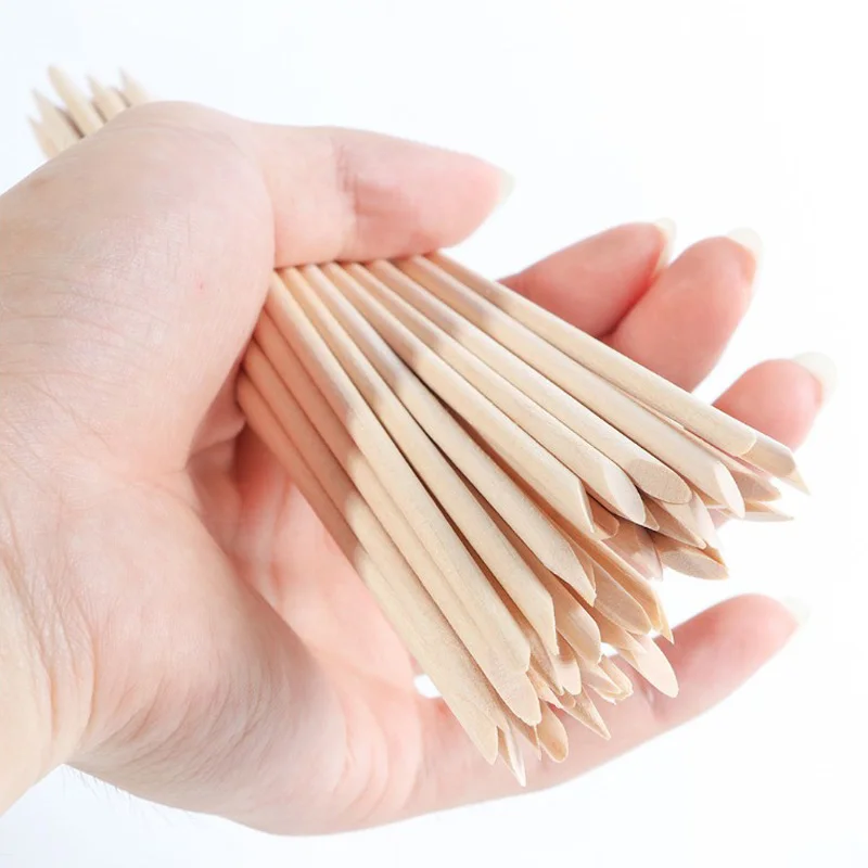 

100 Pcs/Packs Wood Cuticle Pusher Nail Art Cuticle Remover Orange Sticks For Manicure Nail Tools Pedicure Care Stick Wooden