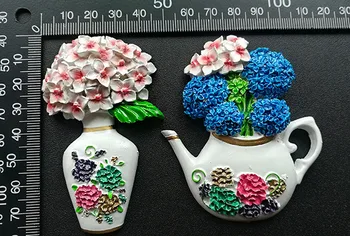 

3D Resin Fridge Magnets European American Embroidered Ball Vase Refrigerator Stickers Kitchen Accessories Decoration Home Gift