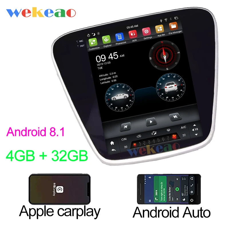 Wekeao вертикальный экран Tesla style 12,1 ''Android 8,1 автомобильный dvd мультимедийный плеер Авто gps навигация для NISSAN X-TRAIL Qashqai - Цвет: Android Car Radio