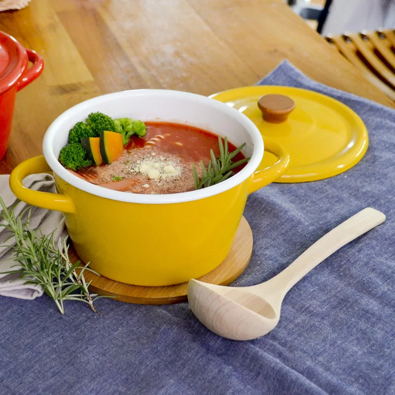 

Japan CB Japan Northern European-Style Series Dual Handle with Lid Enamel Stew Pot Stewing Pot Import High Quality Cookware