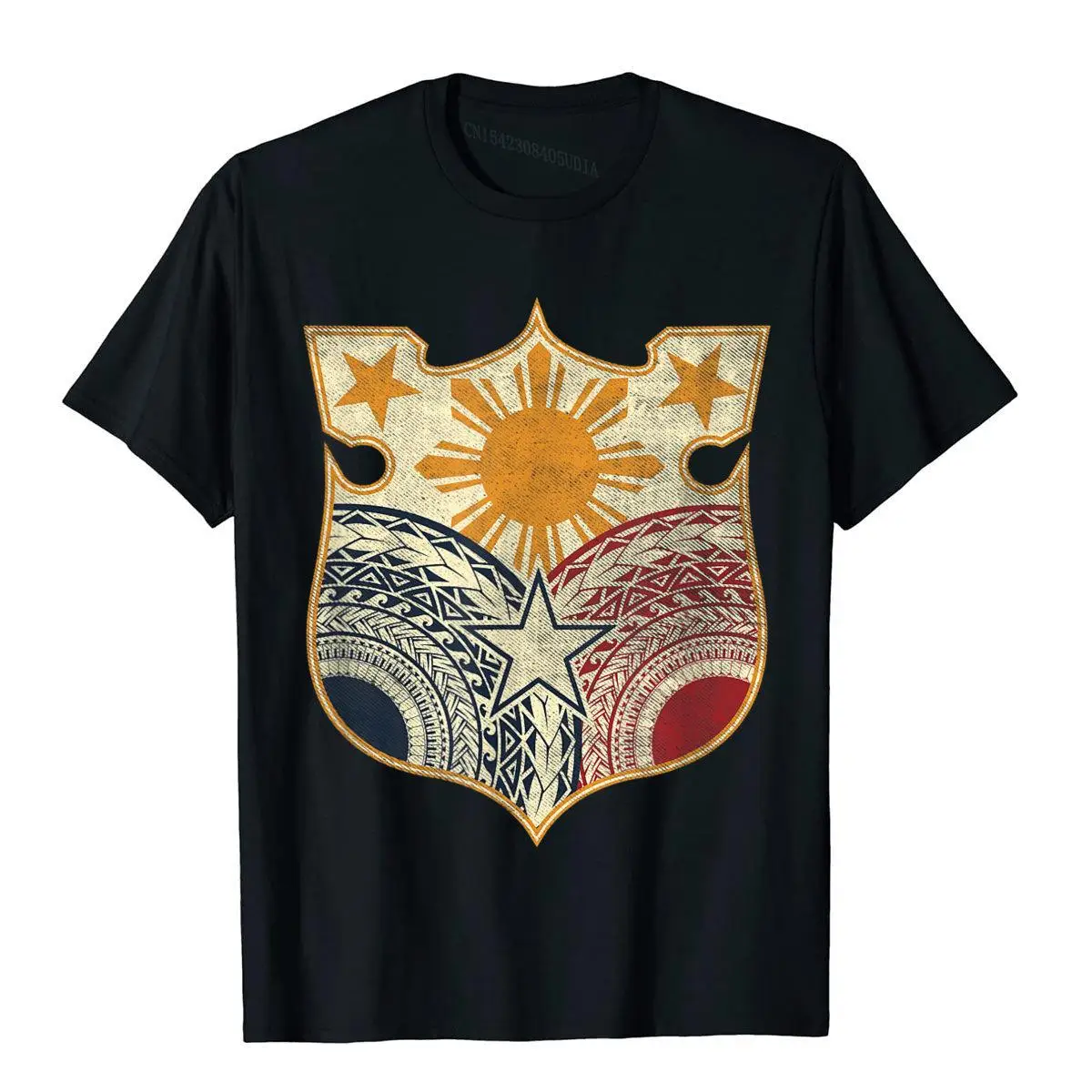 Vintage Tribal Filipino flag - Filipino Heritage T-Shirt__B9589black