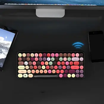 

Bluetooth Keyboard Retro Round Keycap Colorful Plastic Panel Punk Mobile Tablet Laptop Phone Keyboard