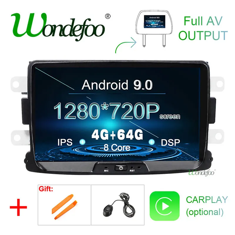 Автомобильный мультимедийный плеер проигрыватель на Android 9 0 с IPS экраном DSP 4 Гб