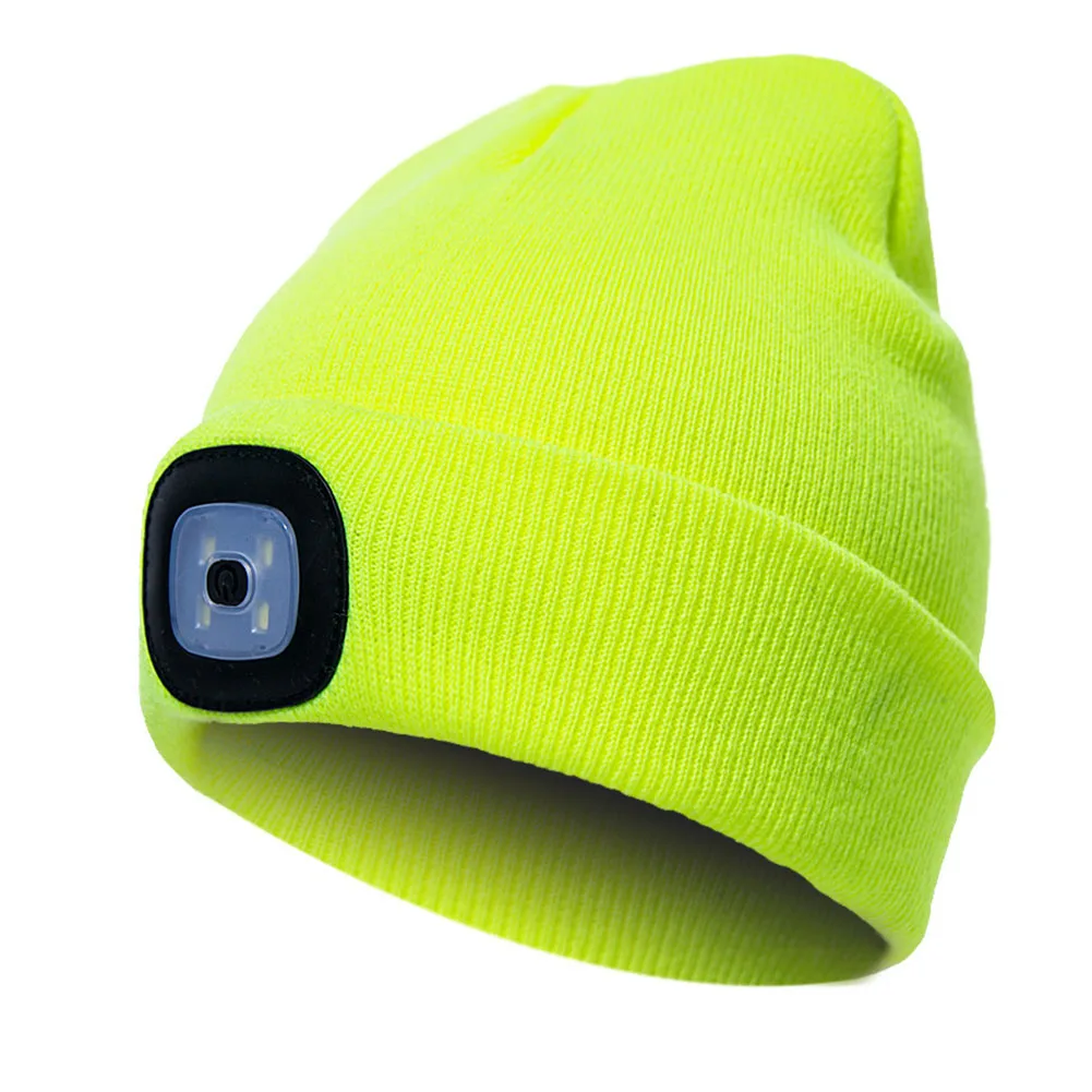 Fluorescent Yellow Беговая альпинистская Светодиодная лампа для рыбалки шляпа для кемпинга вязаная шапочка для улицы унисекс - Цвет: Fluorescent Yellow