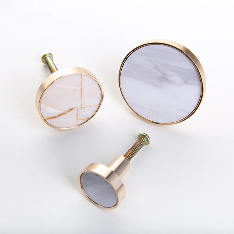 Натуральный Мрамор + латунь комод ящиков Ручки рукоятки ручки/шкаф ручки для