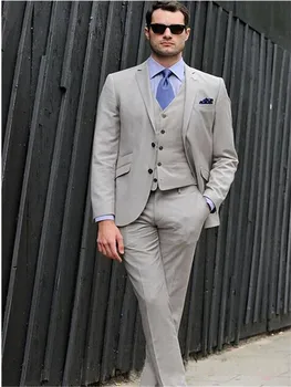 

Formal Costume Homme Bespoke Lapel Men suit Two Buttons Three Pockets Man Suits Blazer Masculino(Jacket+Pants+Vest) Traje Hombre