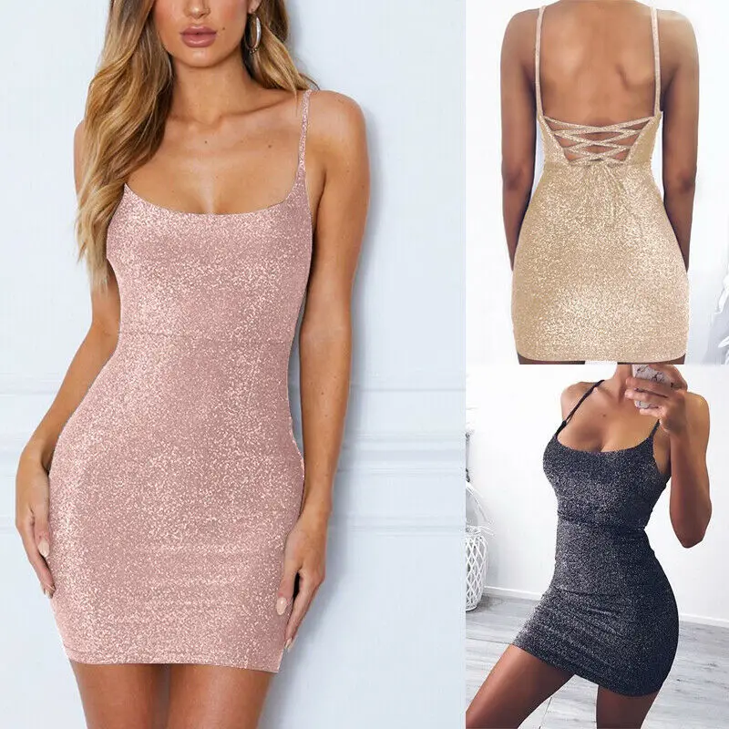 Горячие Женщины Strappy блеск Топ Bodycon коктейльное вечернее Короткое мини платье для вечеринки бикини накидка