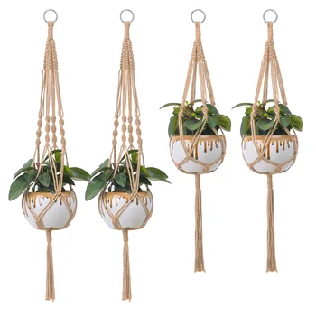 

2pcs Hanging Ropes Pot Holder Macrame Plant Hanger Hanging Planter Basket Hemp Rope Braided (without Pot)