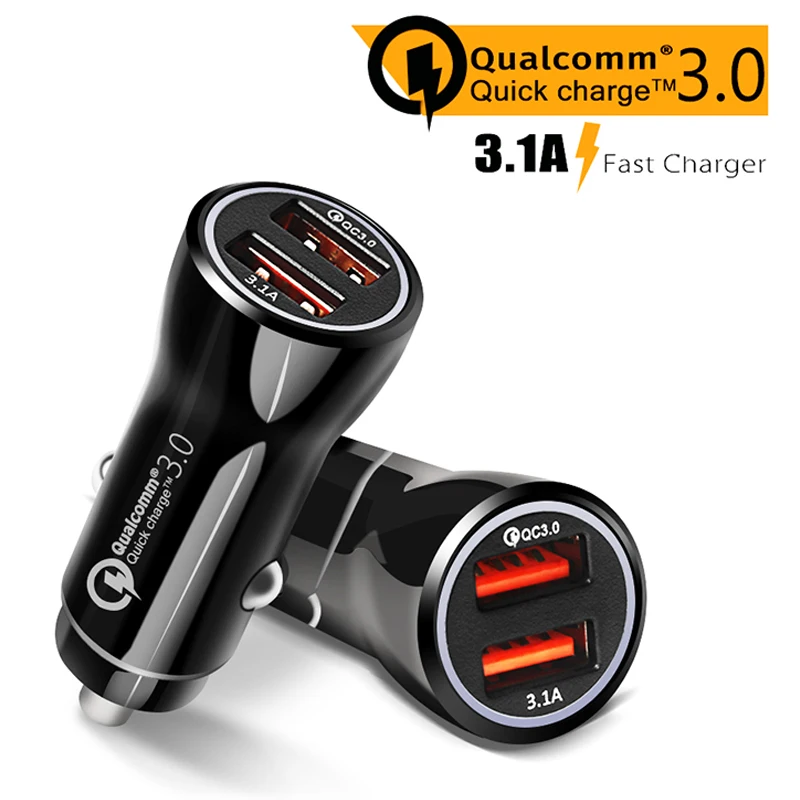 

Dual USB Car-charger Adapter Quick Charge QC 3.0 Mobile Phone Charger 2 Port USB Fast Car Charger for Samsung Note 10 9 plus