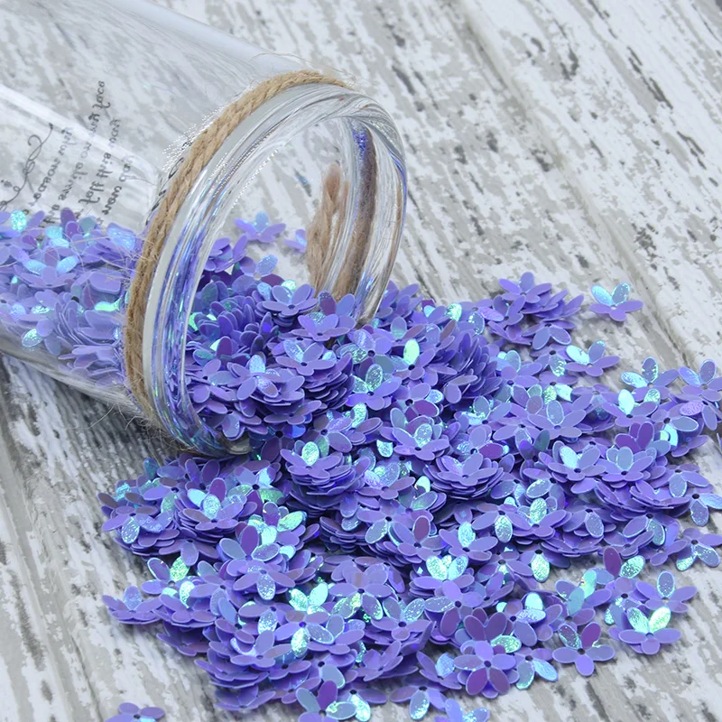 Purple Цветы, блестки, 10 мм, пять лепестков, свободные блестки, ПВХ, пайетки для шитья, рукоделие, свадьба, для женщин, детей, сделай сам, аксессуары для одежды, 20 г/лот - Цвет: Purple