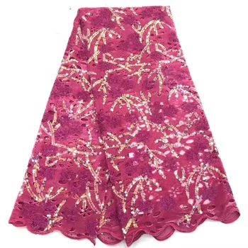 

Pink Gold Line African Lace Fabric 2019 High Quality French Velvet Lace Fabric With Sequins Lace Fabric For Wedding Party Dress