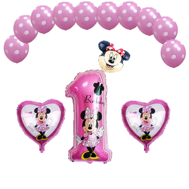 Minnie Mouse Foil Balloons Newborn 1st Birthday Party Decorations Mickey Aluminium Set Children's toy baby shower | Дом и сад