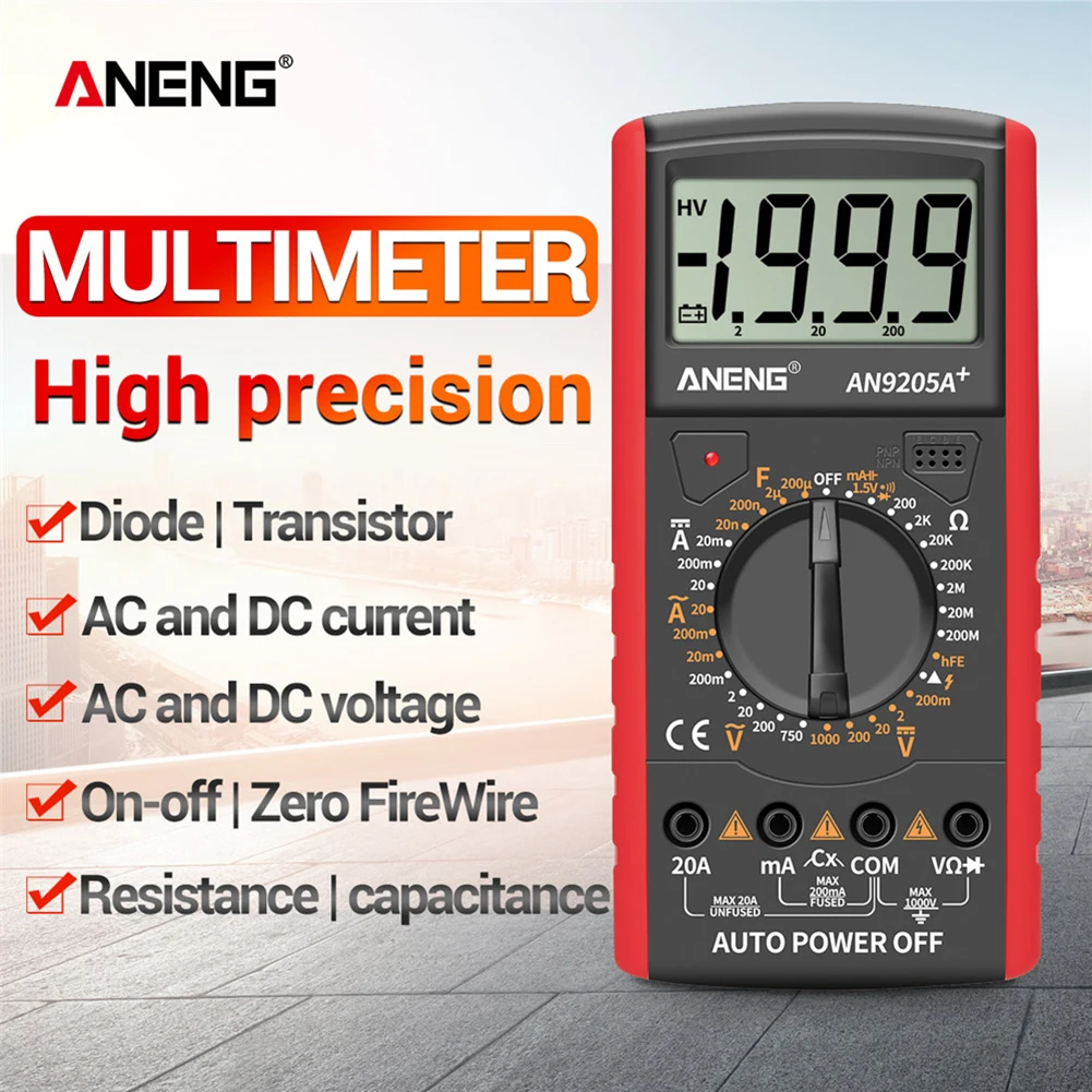 LCD Digital Multimeter voltmètre Ammeter RESISTANCE Testeur Aneng an9205a 