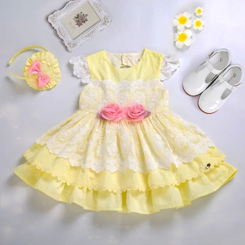 Cutestyles/Новинка; светло-желтые платья для девочек с кружевом и рукавами-крылышками; летнее платье для девочек; Эксклюзивная одежда для детей; EG-DMGD203-25
