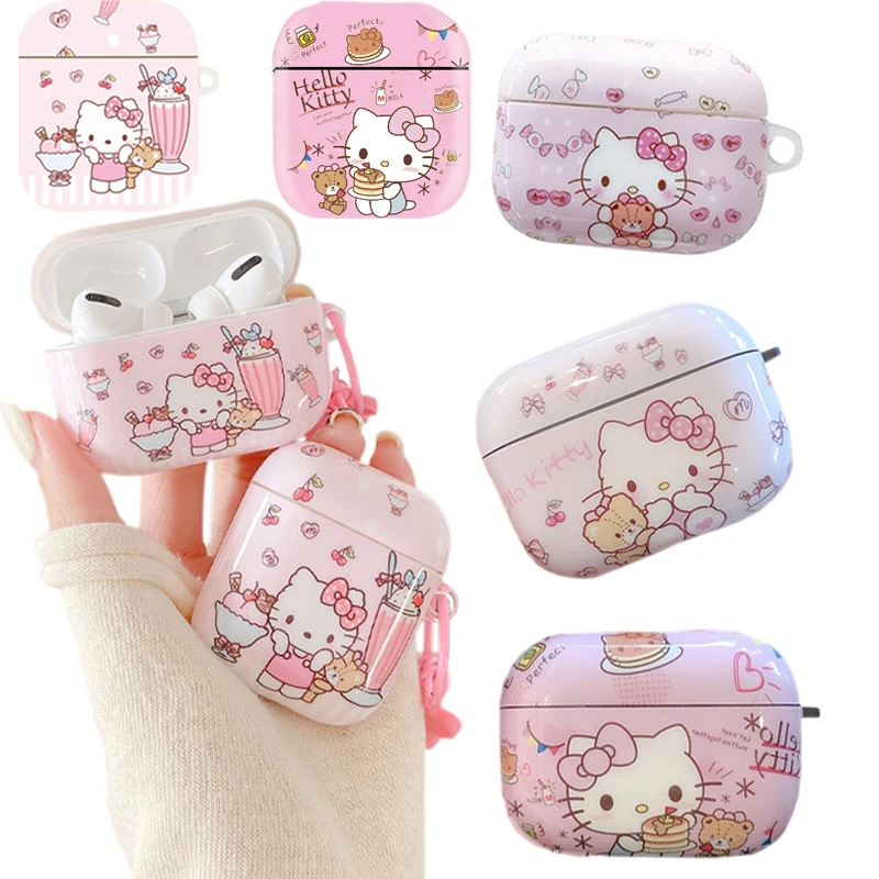 Kawaii Cartoon Kitty Bluetooth Headset Airpods Case Soft Protective Cover for 2 / Pro |
