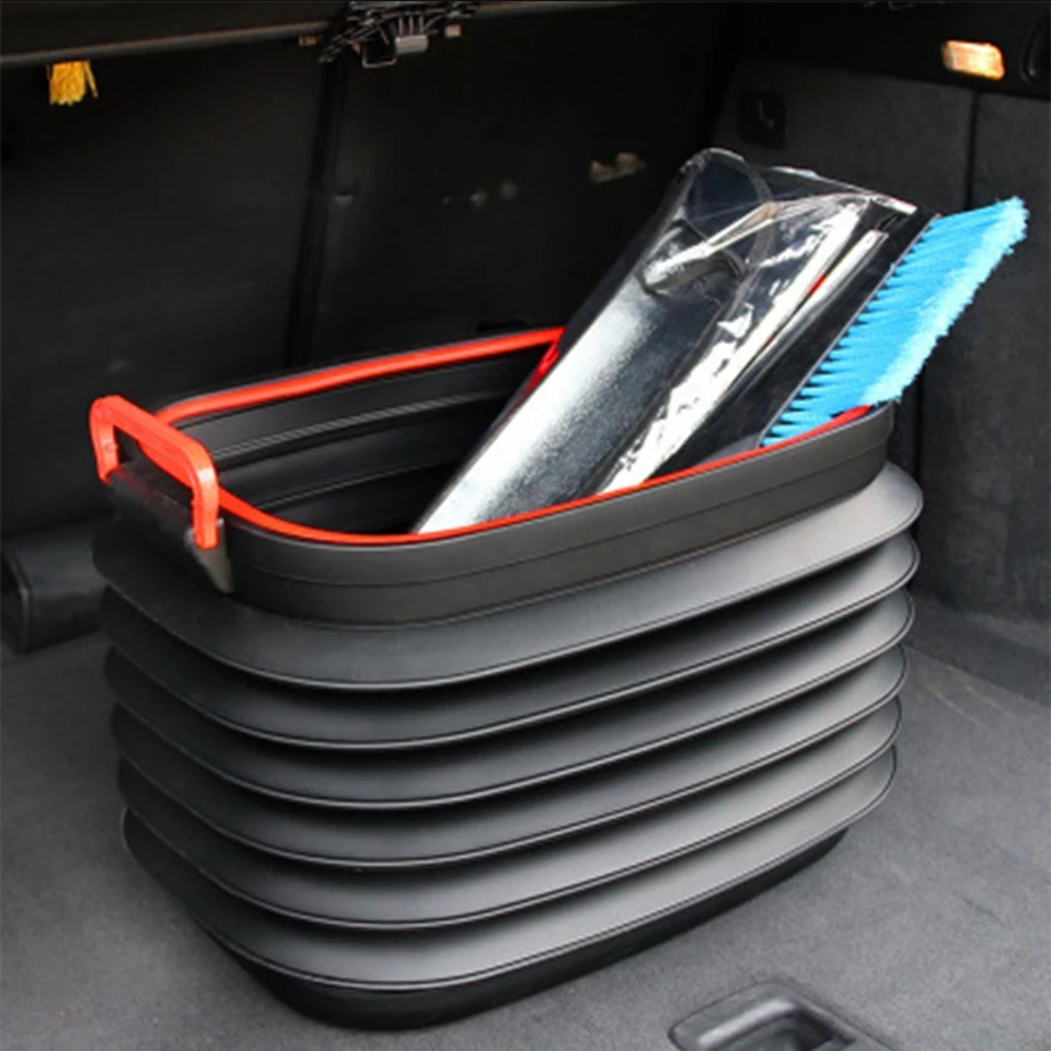 

New Car Auto Vehicle Rubbish Can Black Trash Bin Container Car Portable Telescopic Storage Box DM-15