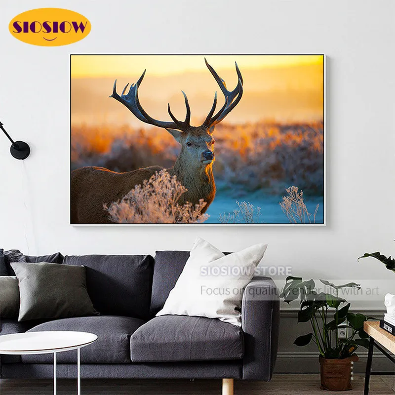 5D алмазная живопись сделай сам олень голова пейзаж полная картина квадратные 3D