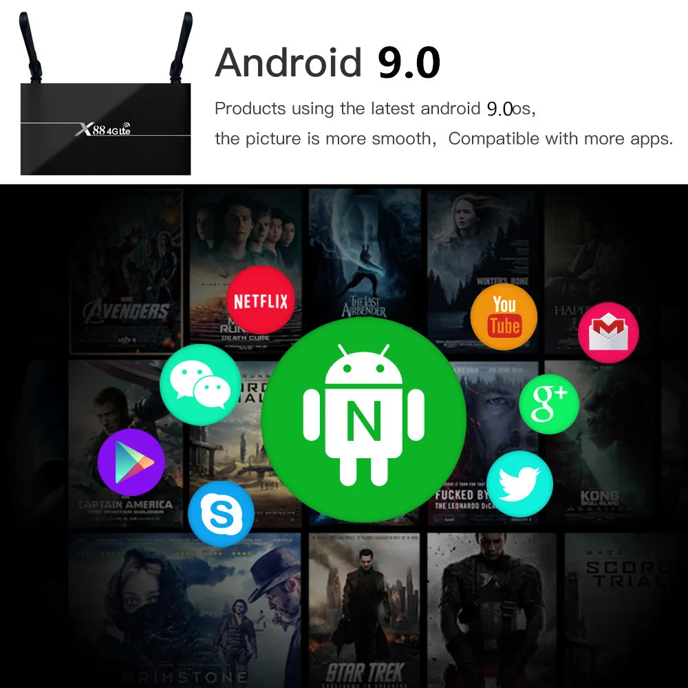 X88 4G Lte Android 9,0 ТВ приставка RK3328 четырехъядерный 2,4/5G двойной Wifi Youtube Neflix 4K 60fps HD 2GB 16GB USB3.0 поддержка Nano SIM карты