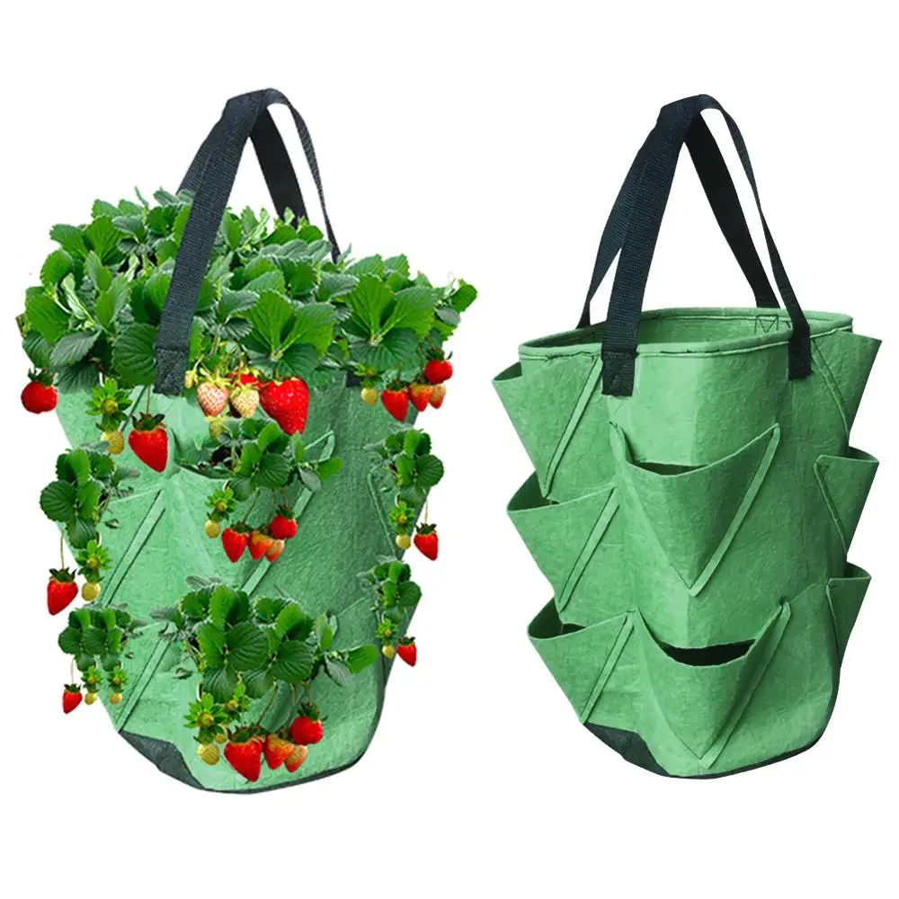 

DIY PE Potato Strawberry Planter Bags For Growing Potatoes Outdoor Vertical Garden Hanging Open Vegetable Planting Grow Bag