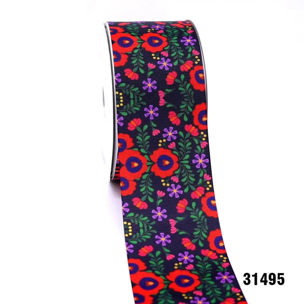 31495 50 ярдов цветок печатных grosgrain ленты 31477 - Цвет: 31495