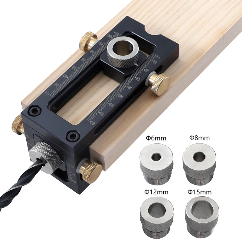 Doweling Jig Woodworking Pocket Hole Jig With 6/8/12/15mm Adjustable