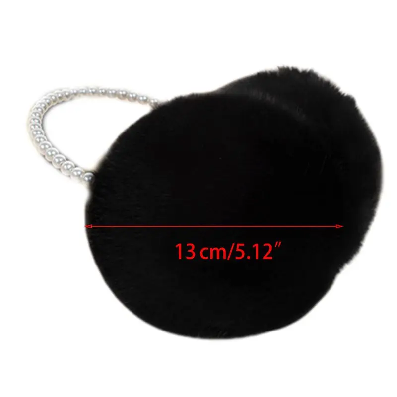 Women Girls Winter Fluffy Plush Earmuffs Imitation Pearl Beaded Headband Thicken Ear Warmer Princess Kids Party Styling Headwear