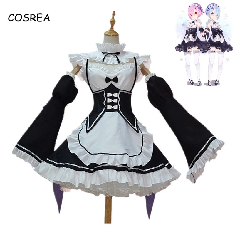 Платье-фартук для женщин и девочек Re Zero Kara Hajimeru Isekai Seikatsu Ram u RAM Remu REM |