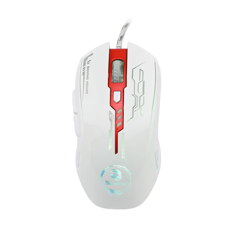 White Bosston игровая мышь с дыхательный светильник 6 клавиш 2400 dpi оптическая компьютерная USB мышь для ноутбука Настольный GM200 - Цвет: White
