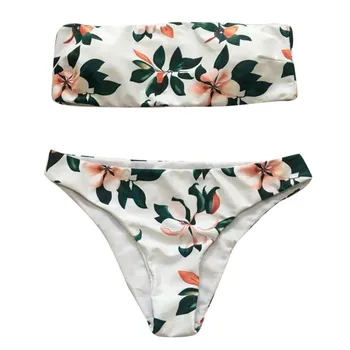

Sexy Swimwear Women Swimsuit Bikinis 2020 Bandeau Bikini Women Set Women Floral Print Tankini Brazilian Swimwear Two-piece