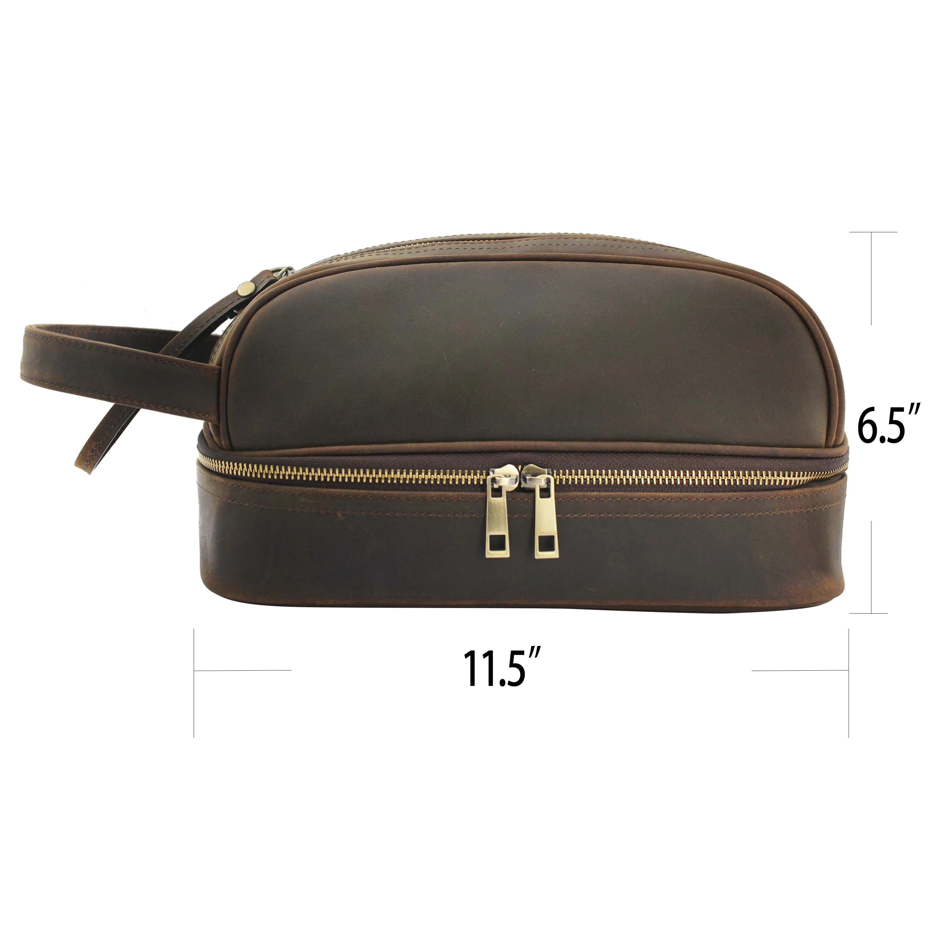 BIG SIZE CUSTOM LOGO100% Genuine Leather Toiletry Bag Shaving Dopp Kit Travel Case Leather Toiletry Bag High quality custom logo