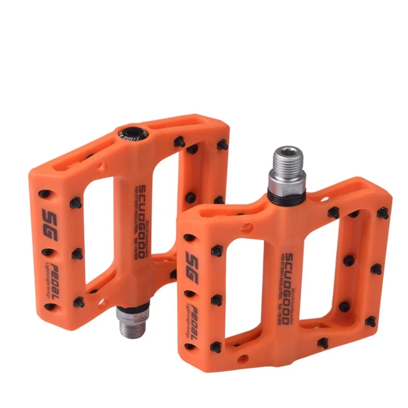 Orange MTB велосипедные педали нейлоновые волокна Плоские Педали сверхлегкие подшипники скольжения из сплава Du системы противоскользящие дорожные велосипедные Плоские Педали - Цвет: Orange