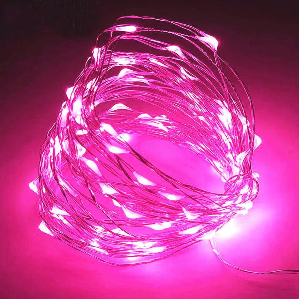 Медный провод Сказочный свет 10 светодиодный садовый ярд фестиваль супер яркий аккумулятор Прочный Открытый Рождественский Декор Ландшафтная лампа - Испускаемый цвет: Pink
