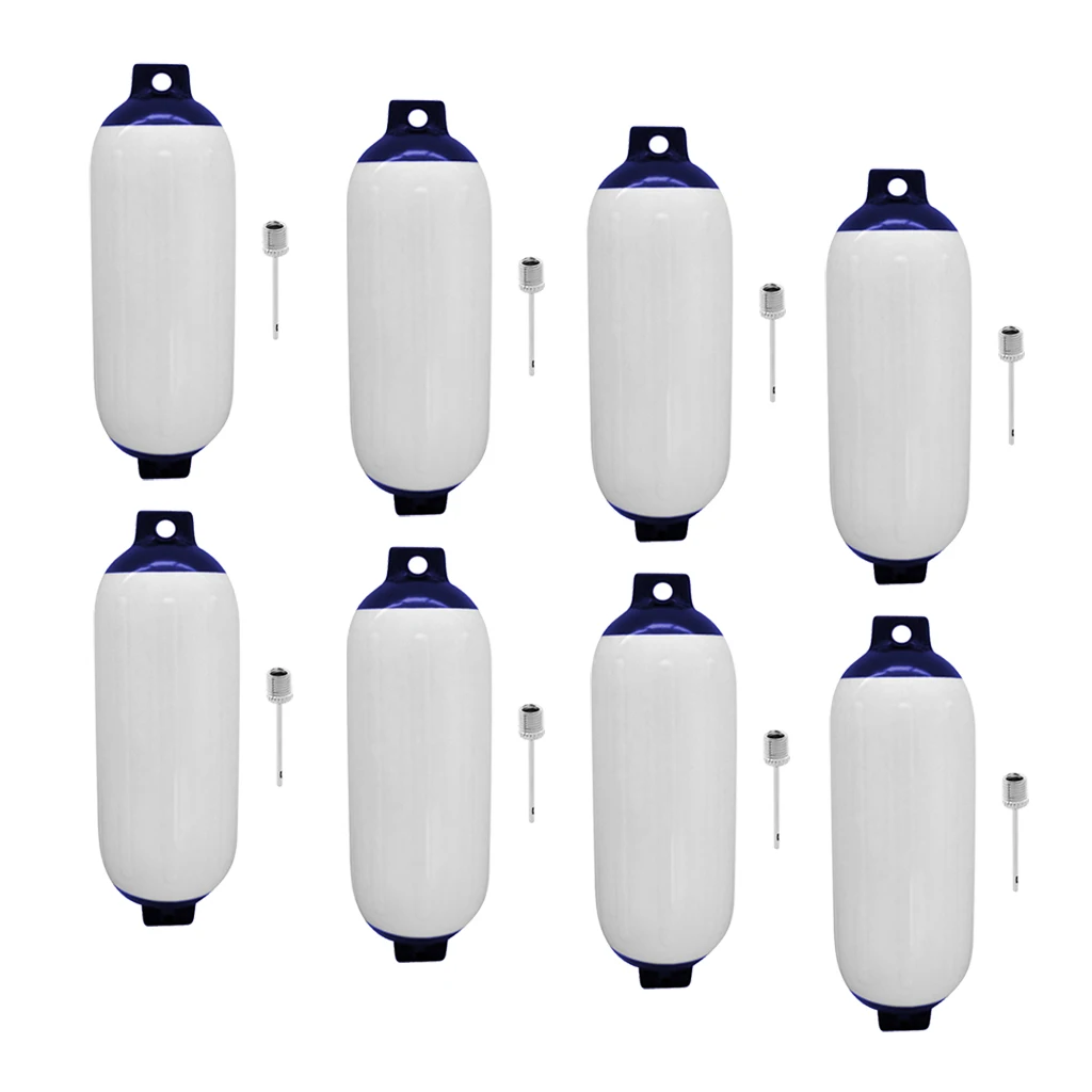 8-Pack Ribbed Marine Boat Fender Durable PVC Bumper Dock Shield Protection 4.3'' x 15.7''