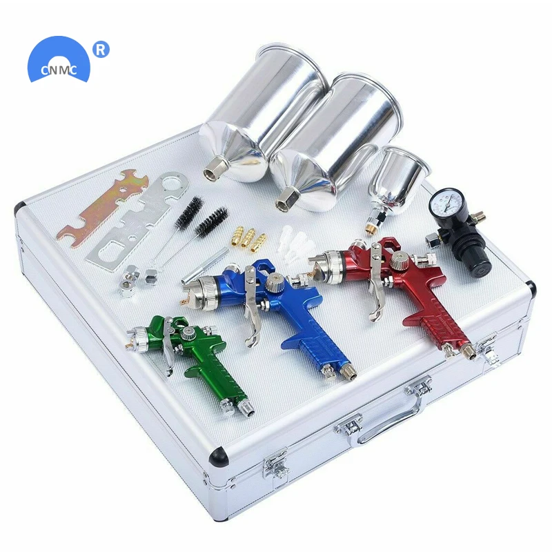 

3 HVLP Air Spray Gun Kit Auto Paint Car Primer Detail Basecoat Clearcoat Dossy