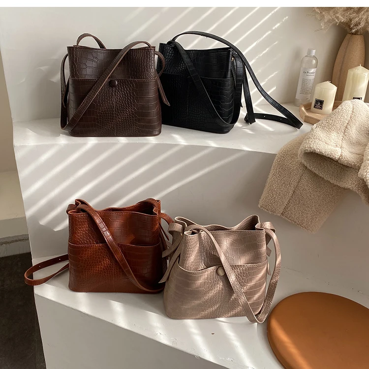 iVog New Arrival Everyday Female Big Messenger Shoulder Handbag louis Geometric Bucket Bags for Women