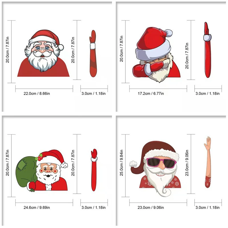 1 шт., наклейки для стайлинга автомобилей, Рождественское украшение, Санта Клаус, 3D ПВХ, развевающиеся наклейки для автомобиля, Стайлинг, стеклоочиститель, задние наклейки на ветровое стекло